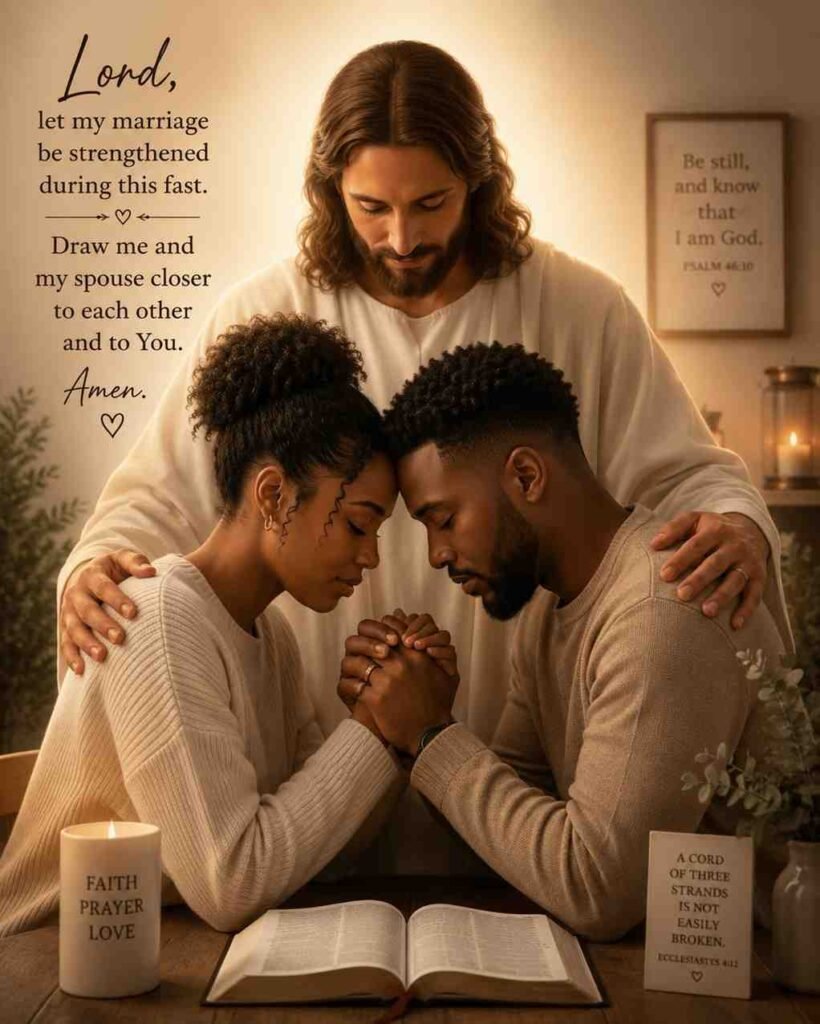 Lord, let my marriage be strengthened during this fast. Draw me and my spouse closer to each other and to You.
