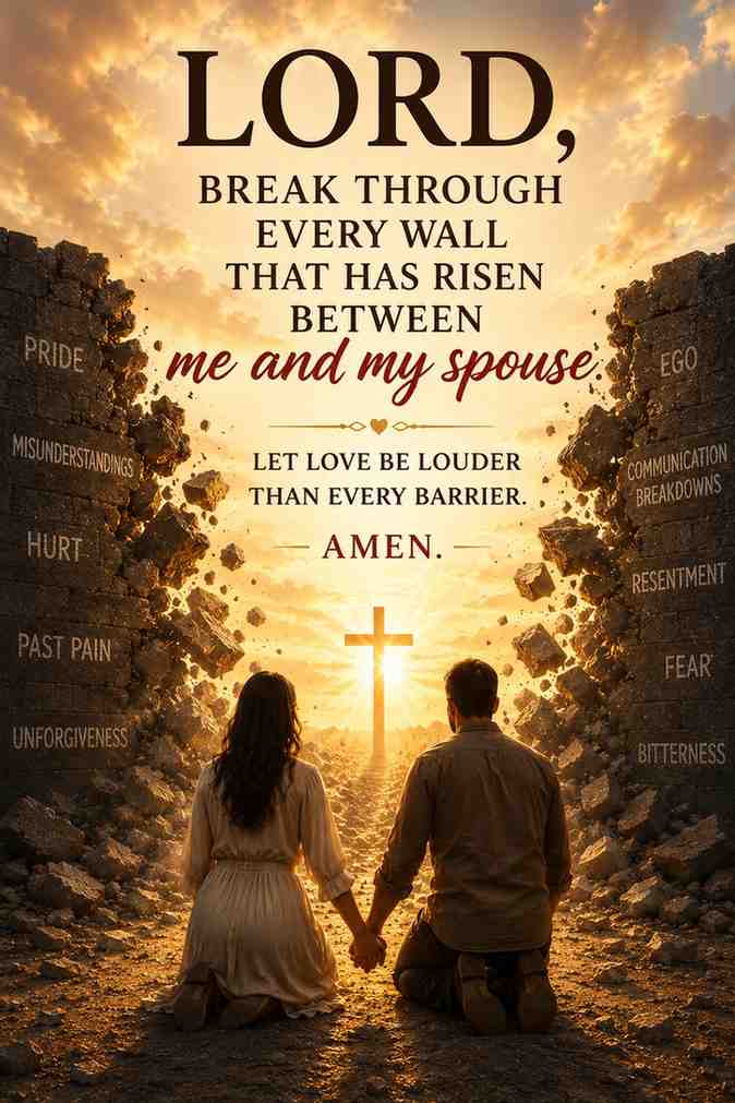 Lord, break through every wall that has risen between me and my spouse. Let love be louder than every barrier. Amen